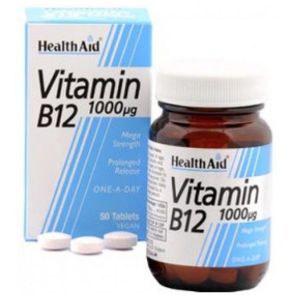 Vitamina B12 1.000 mcg · Health Aid · 50 comprimidos