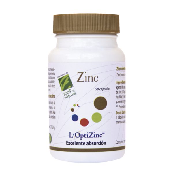 Zinc · 100% Natural · 90 cápsulas